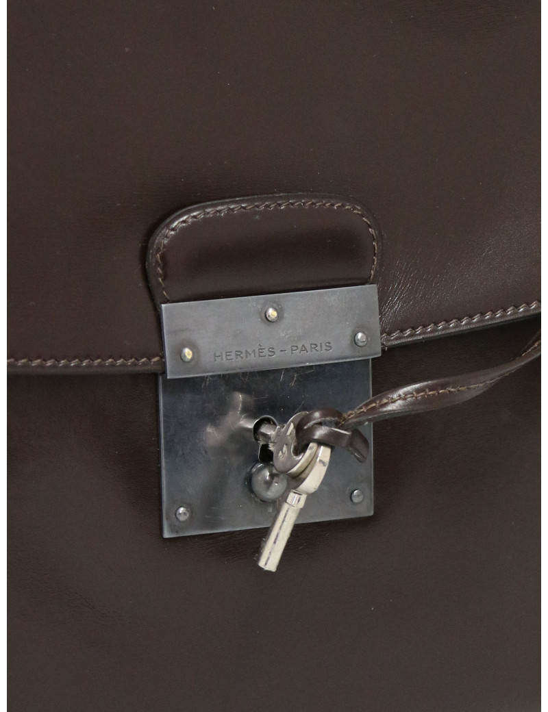Hermès 1976 Quirus pochette in brown box leather