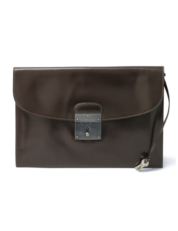 Pochette Quirus Hermès box marron 1976