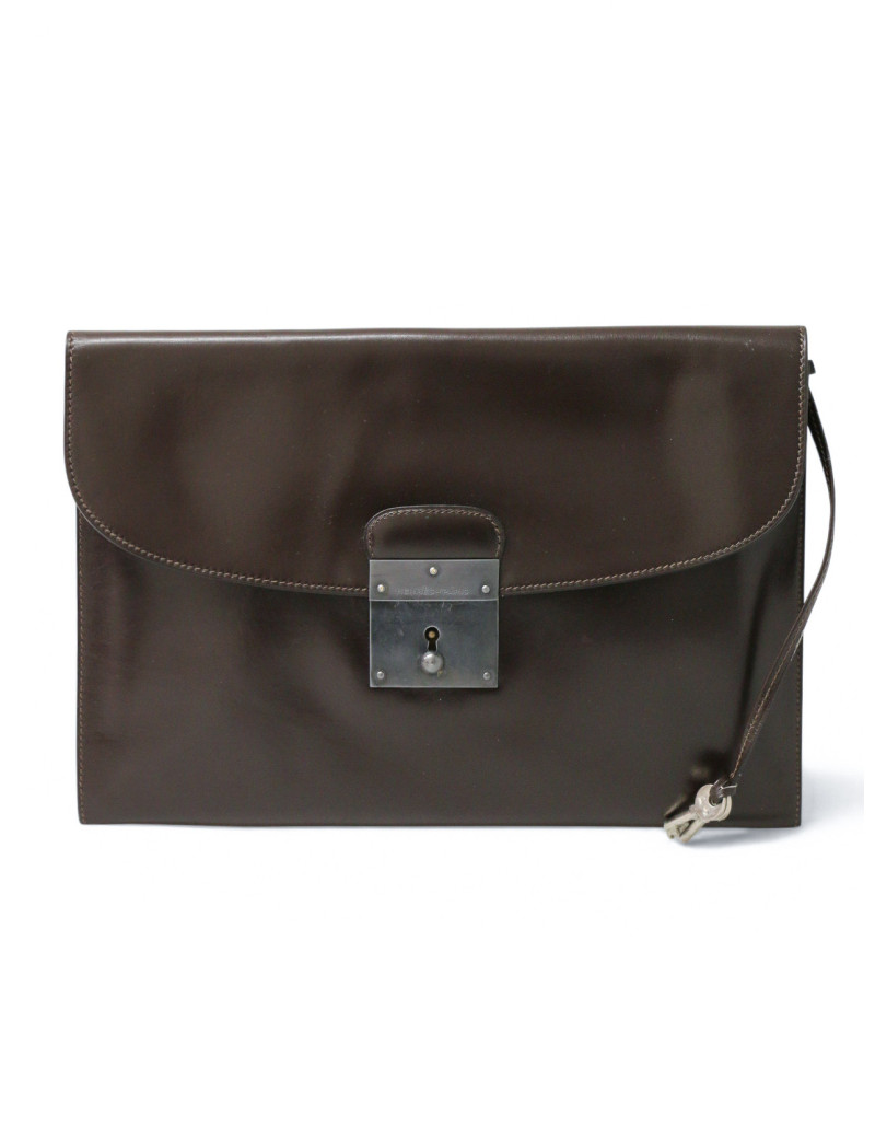 Pochette Quirus Hermès box marron 1976