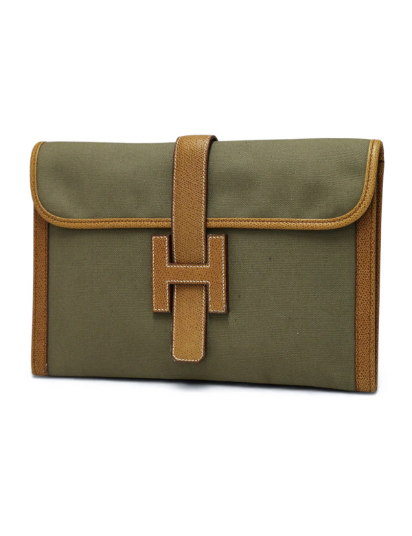 Pochette Jige Hermès toile et cuir