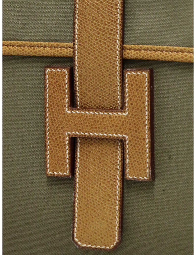 Pochette Jige Hermès toile et cuir