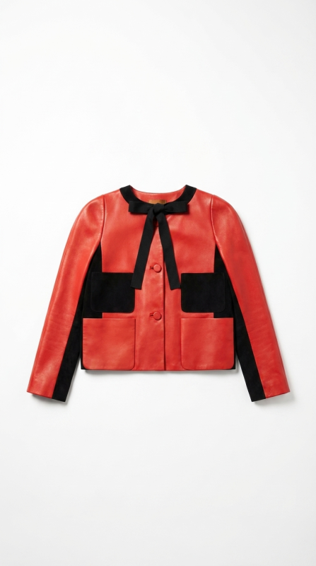 Veste en cuir rouge et noir Louis vuitton