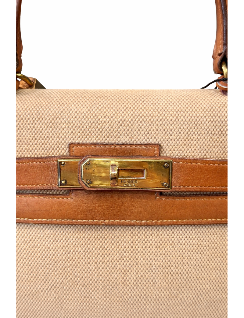 Kelly 28 toile et cuir Hermès vintage