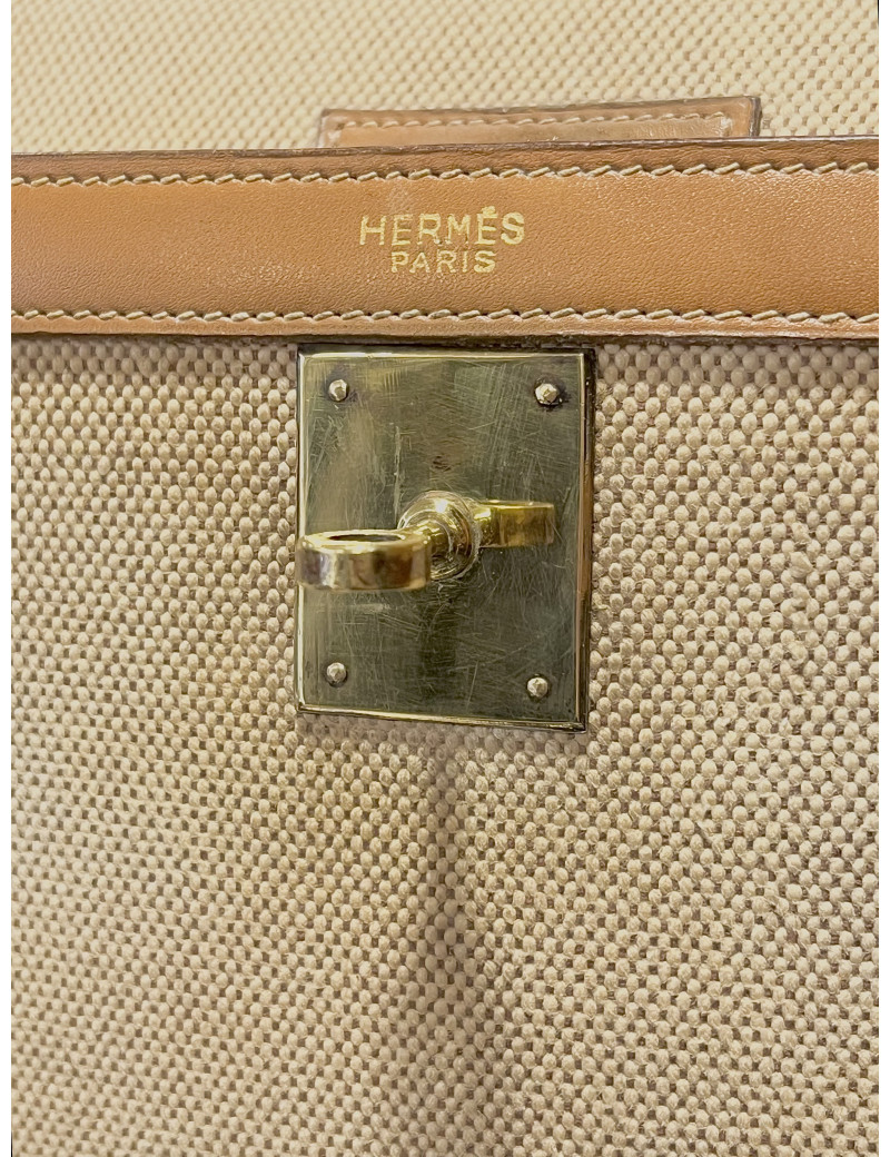 Kelly 28 toile et cuir Hermès vintage