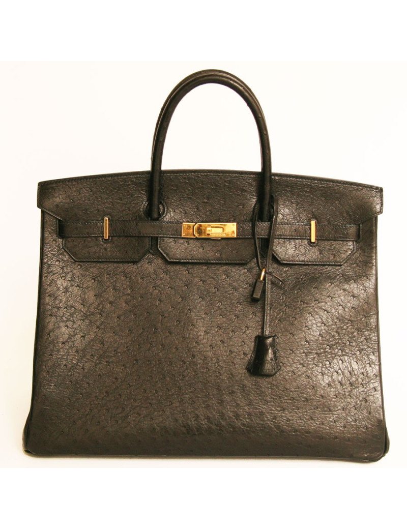 Sac Kelly 40 Hermes autruche noir