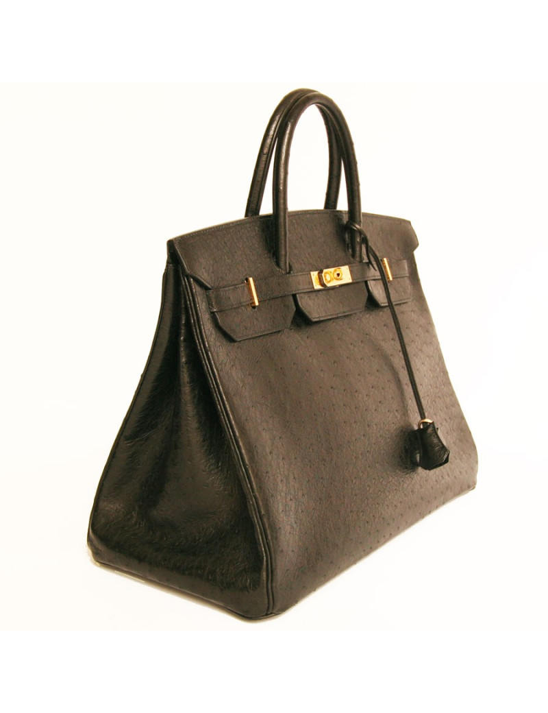 Sac Kelly 40 Hermes autruche noir