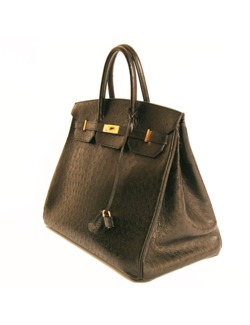 Sac Kelly 40 Hermes autruche noir