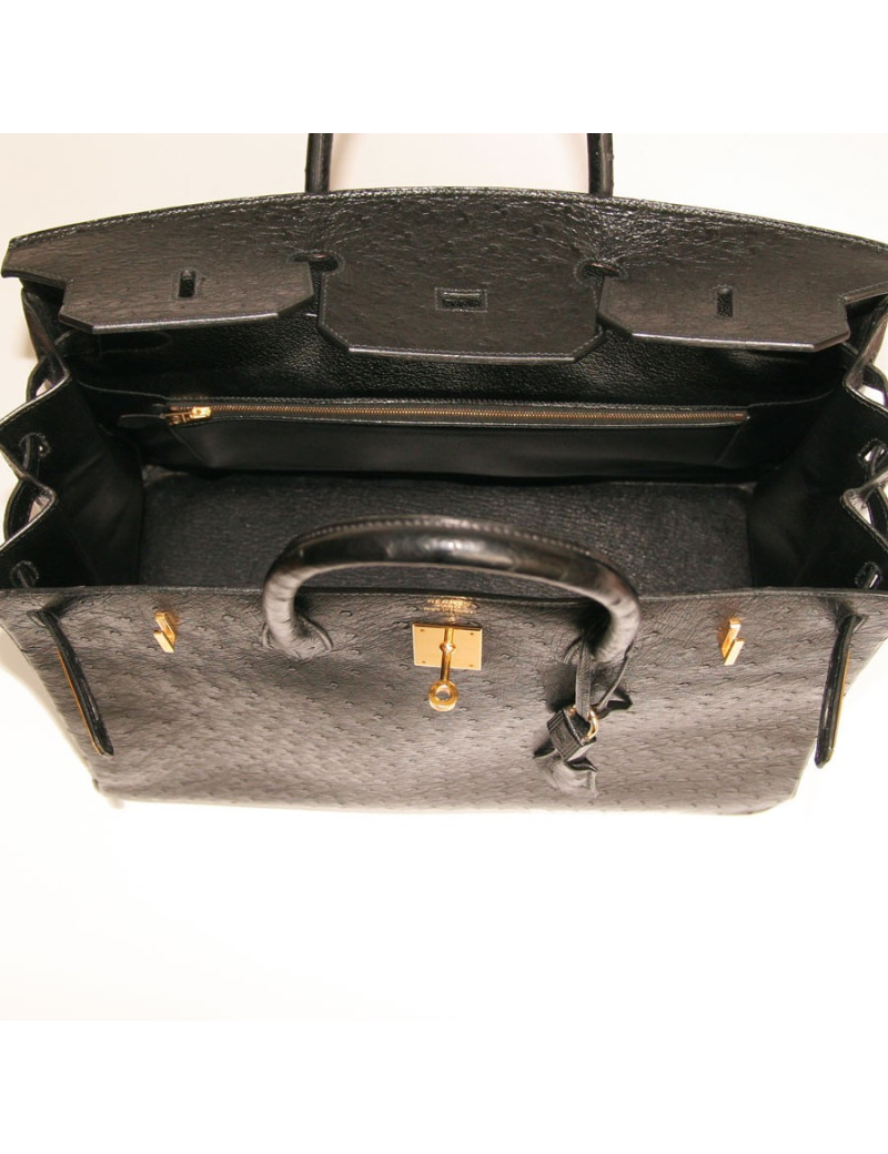 Sac Kelly 40 Hermes autruche noir