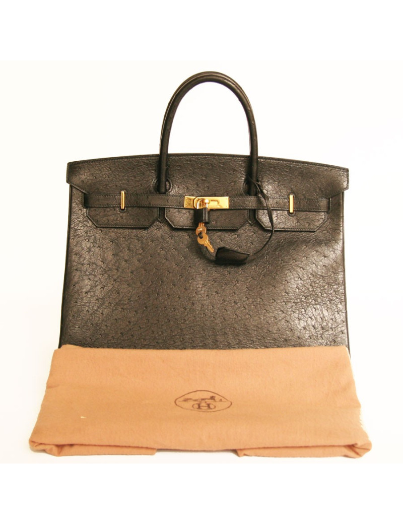 Sac Kelly 40 Hermes autruche noir
