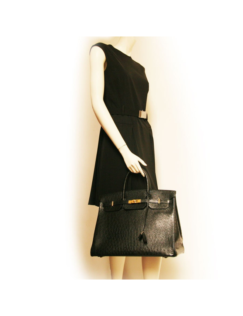 Sac Kelly 40 Hermes autruche noir