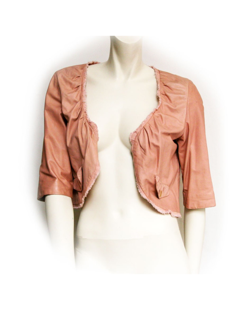 Veste en cuir rose pale MAURIZIO PECORARO Taille 42