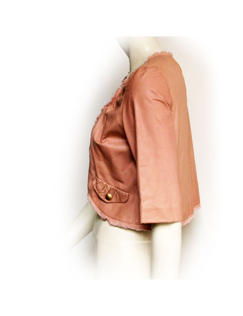 Veste en cuir rose pale MAURIZIO PECORARO Taille 42
