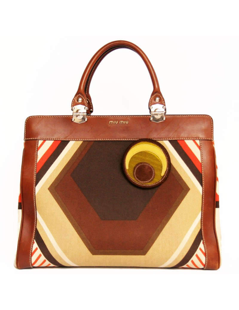 Sac MIU MIU toile et cuir