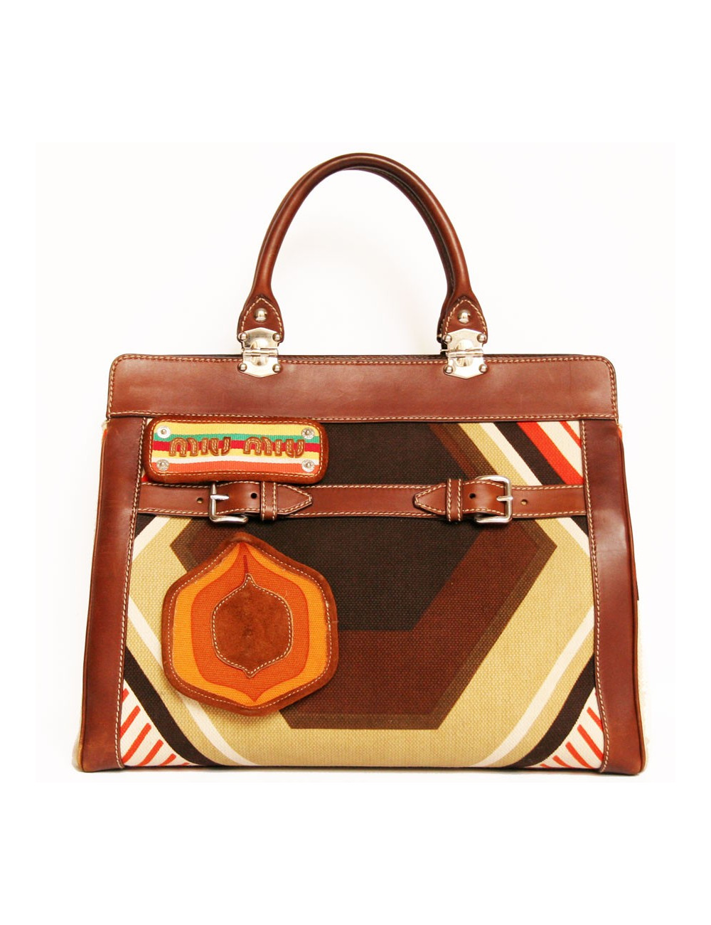 Sac MIU MIU toile et cuir