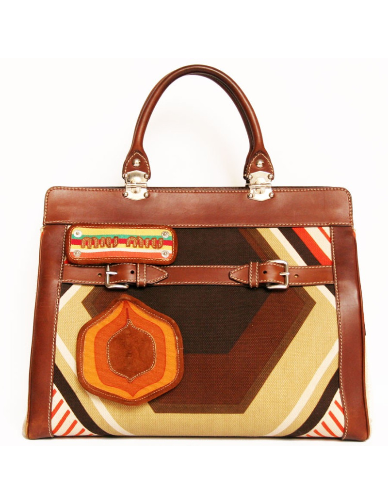 Sac MIU MIU toile et cuir