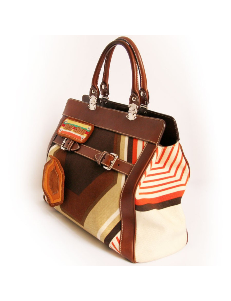 Sac MIU MIU toile et cuir
