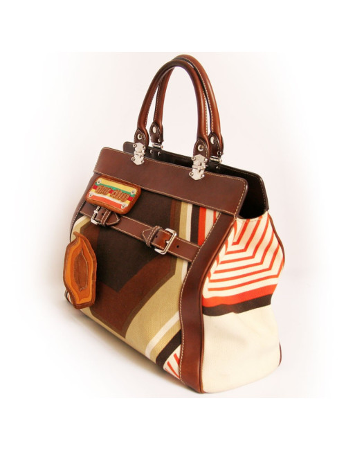 Sac MIU MIU toile et cuir