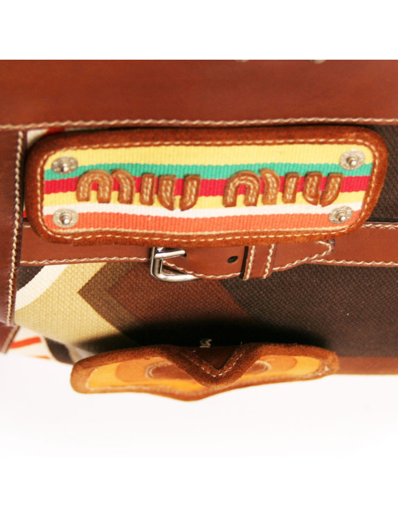 Sac MIU MIU toile et cuir