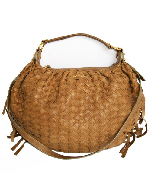Sac MIU MIU cuir marron tréssé