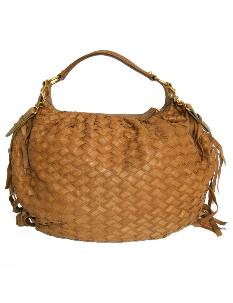 Sac MIU MIU cuir marron tréssé