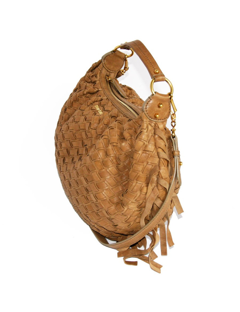 Sac MIU MIU cuir marron tréssé