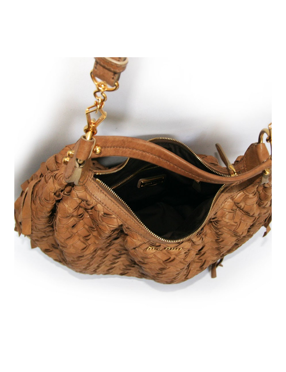 Sac MIU MIU cuir marron tréssé
