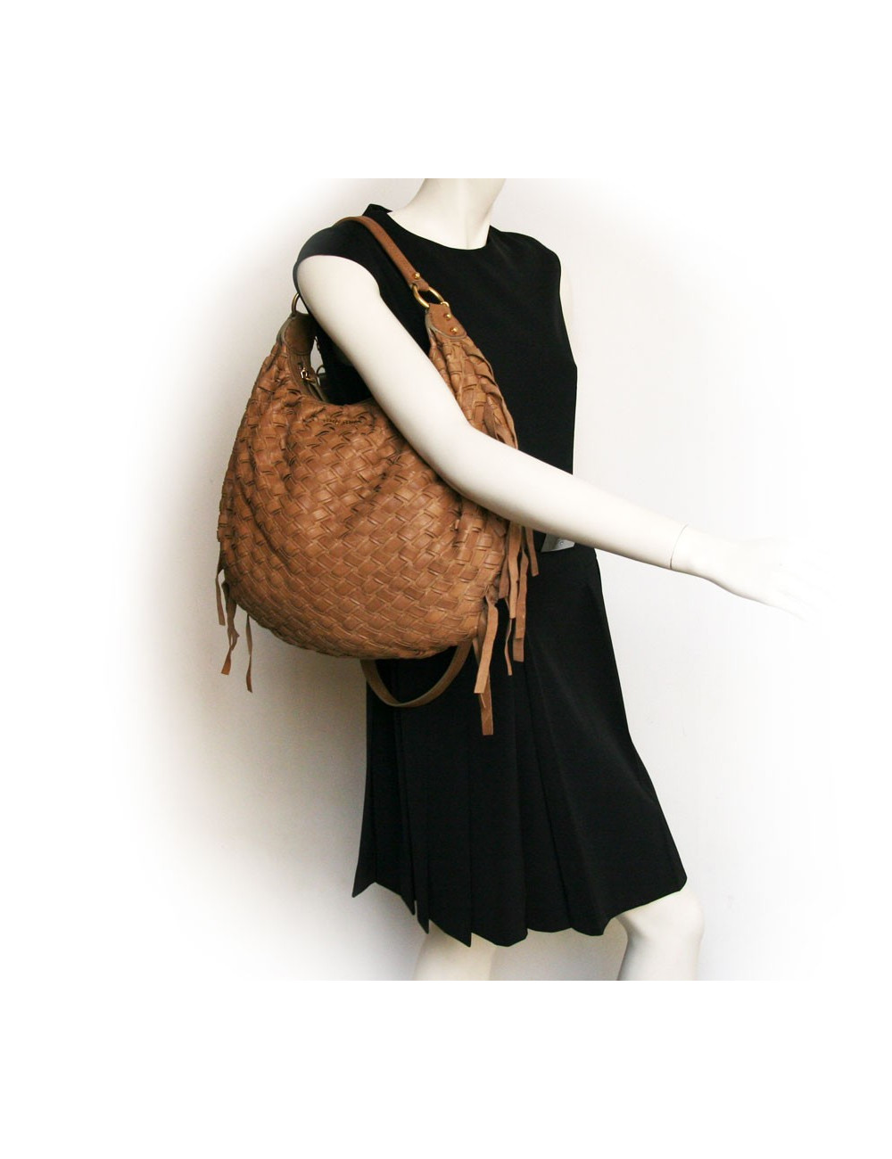 Sac MIU MIU cuir marron tréssé