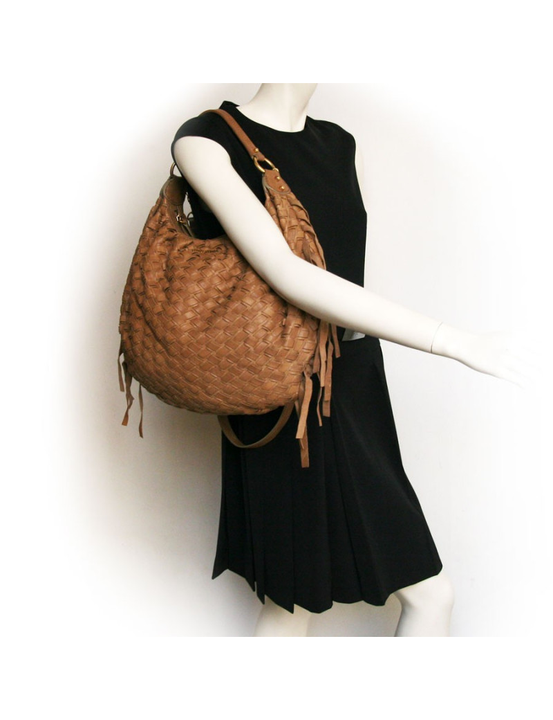Sac MIU MIU cuir marron tréssé
