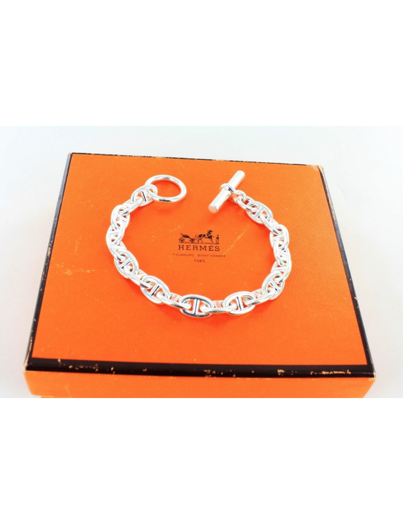 bracelet HERMES chaîne d'ancre argent massif