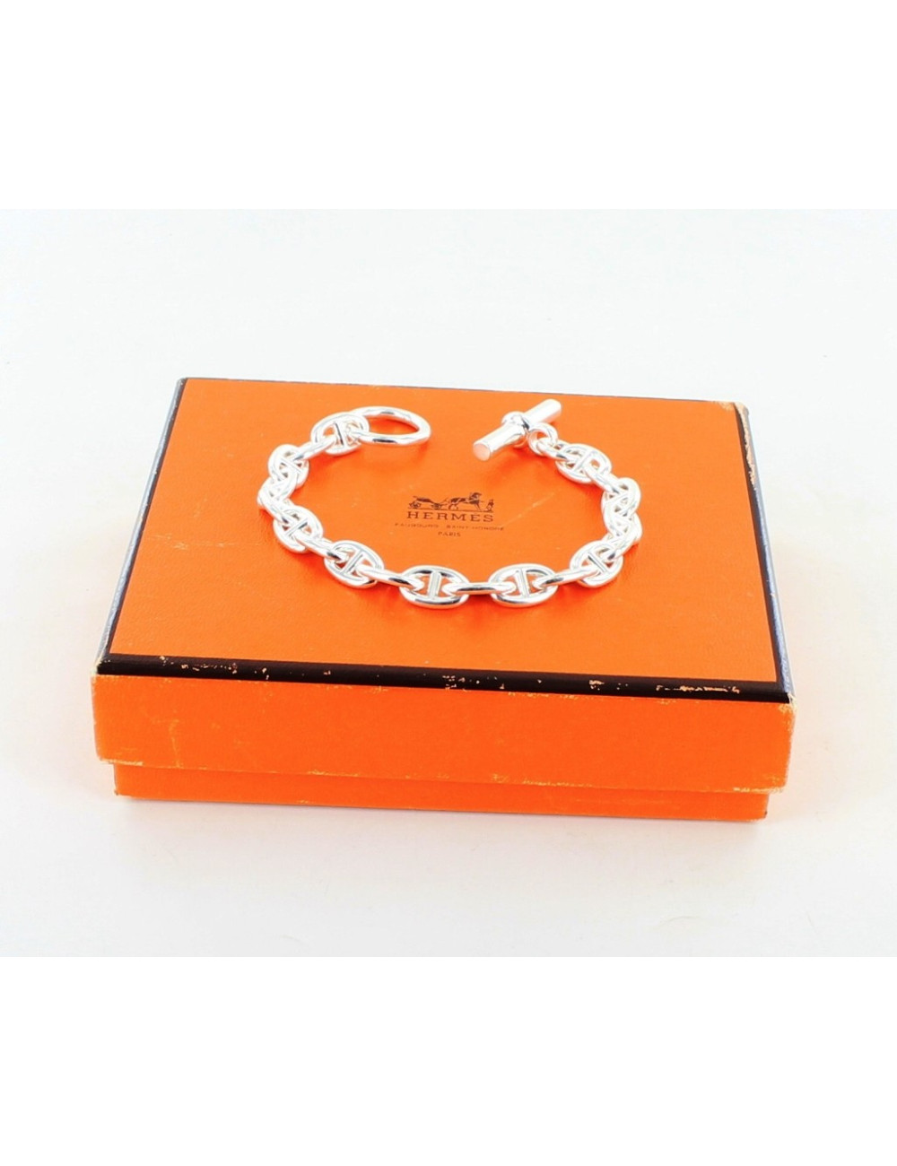 bracelet HERMES chaîne d'ancre argent massif