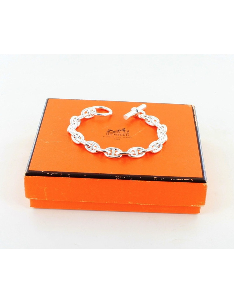 bracelet HERMES chaîne d'ancre argent massif