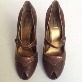 Shoes PRADA T40 glossy brown leather - VALOIS VINTAGE PARIS