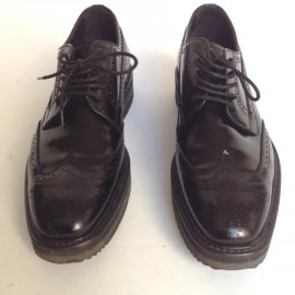 PRADA T40.5 black glossy leather moccasins
