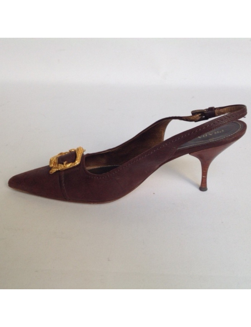 escarpins PRADA  T40 cuir marron