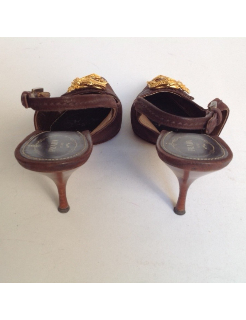escarpins PRADA  T40 cuir marron