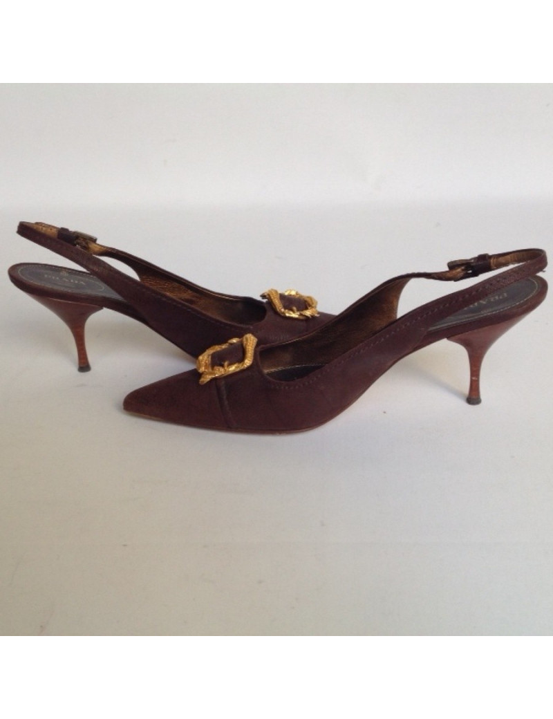 escarpins PRADA  T40 cuir marron