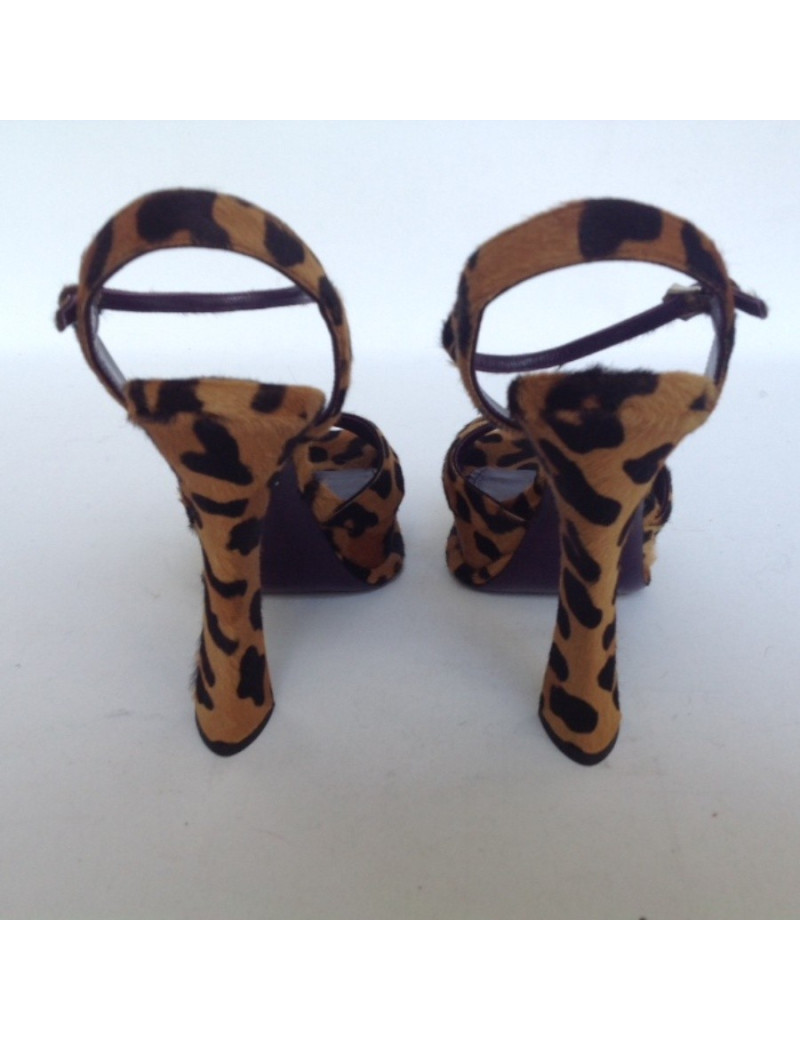 Sandales hautes PRADA T39.5 motifs leopard