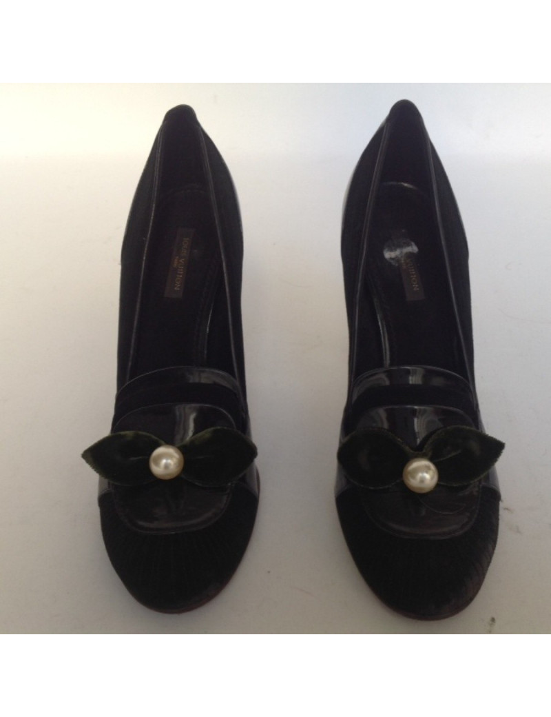 Escarpins LOUIS VUITTON T38 daim cuir verni noir