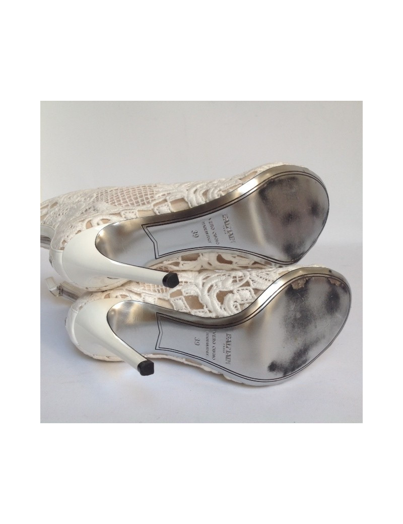 Bottines à talons ouverte BALMAIN T39  blanches