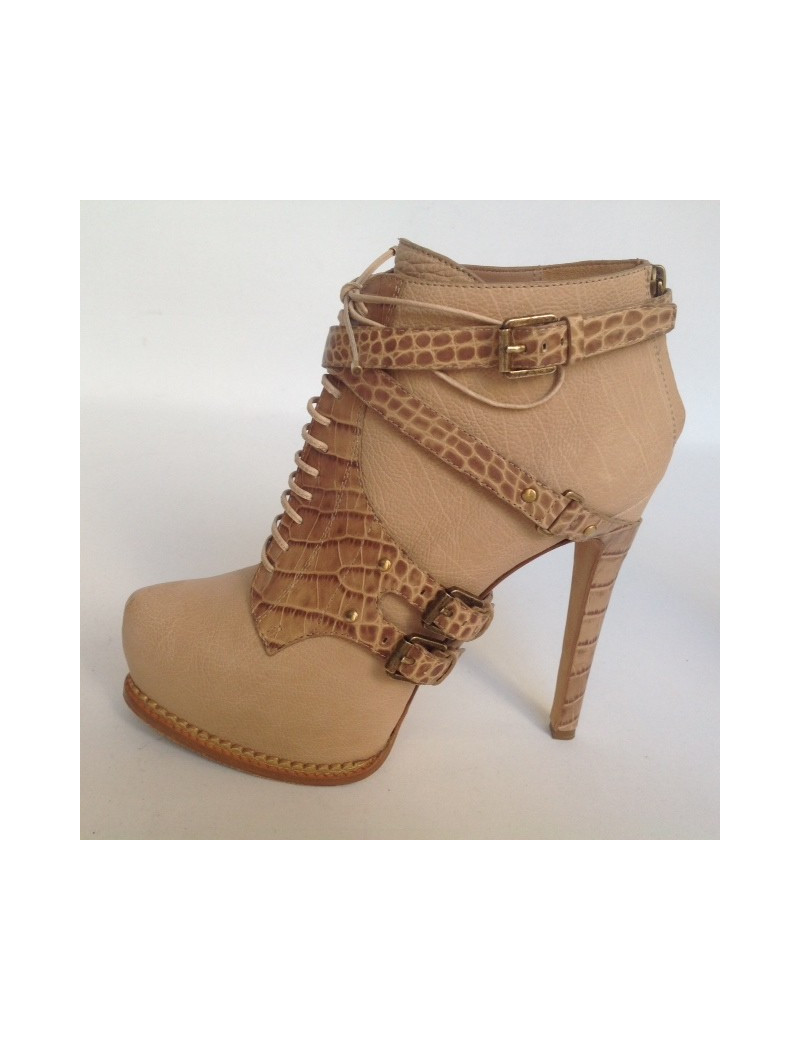 Bottines à talons DIOR T40 cuir et croco 