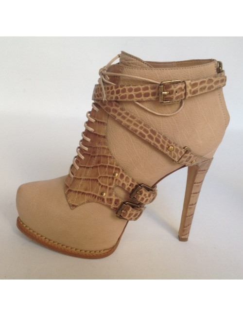 Bottines à talons DIOR T40 cuir et croco 