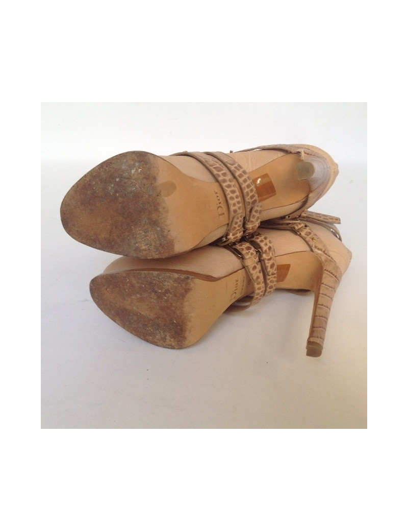 Bottines à talons DIOR T40 cuir et croco 