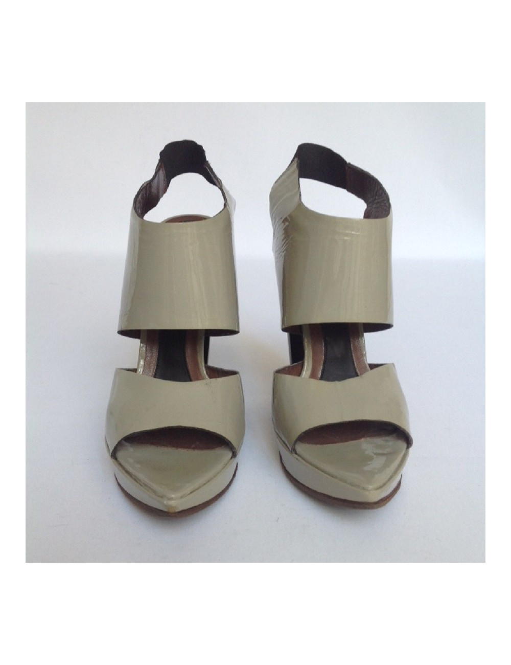 Sandales hautes MARNI T38 cuir verni gris