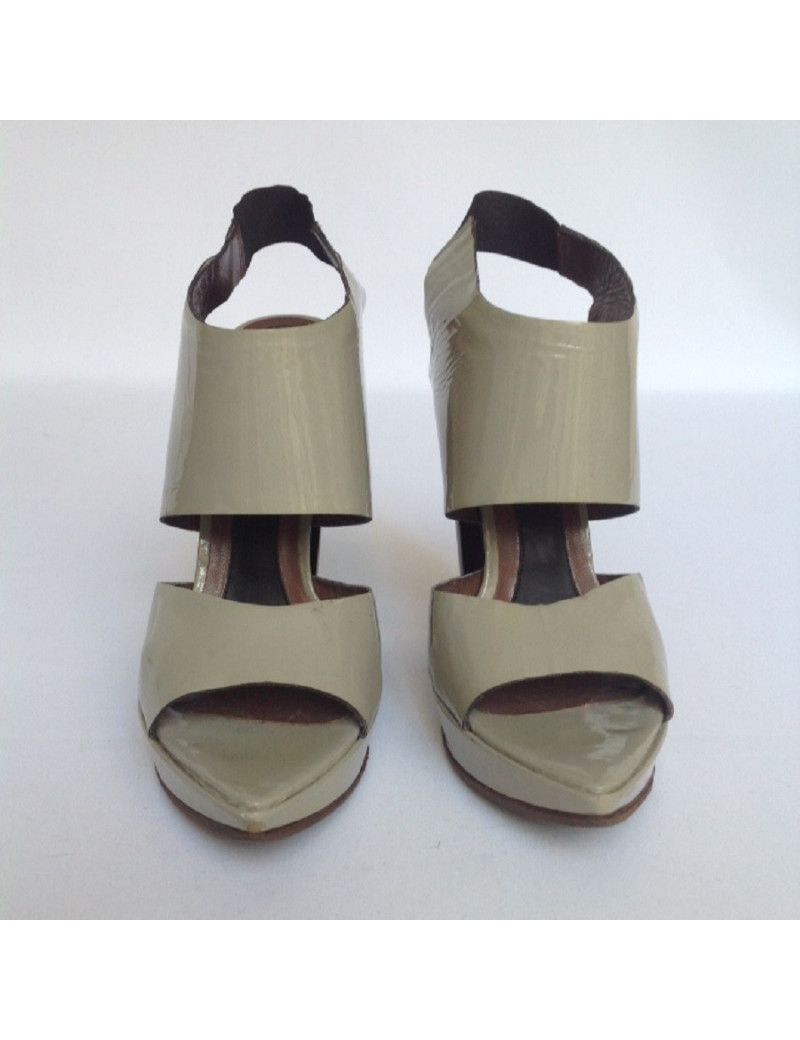 Sandales hautes MARNI T38 cuir verni gris