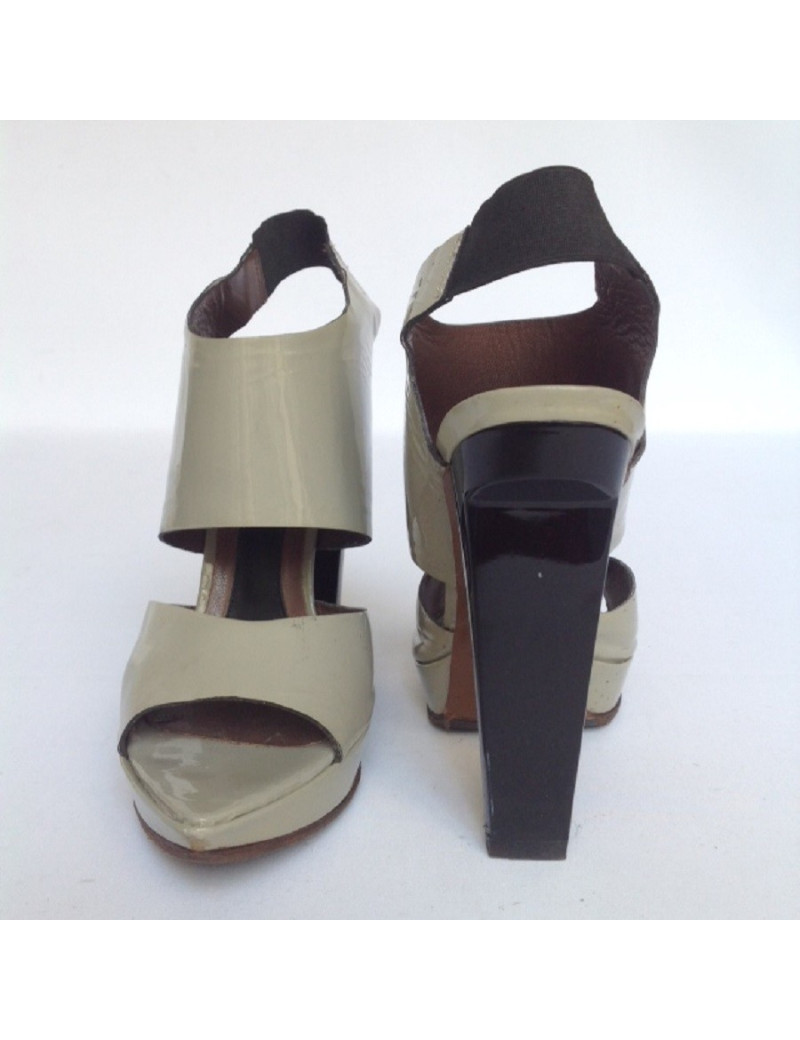 Sandales hautes MARNI T38 cuir verni gris