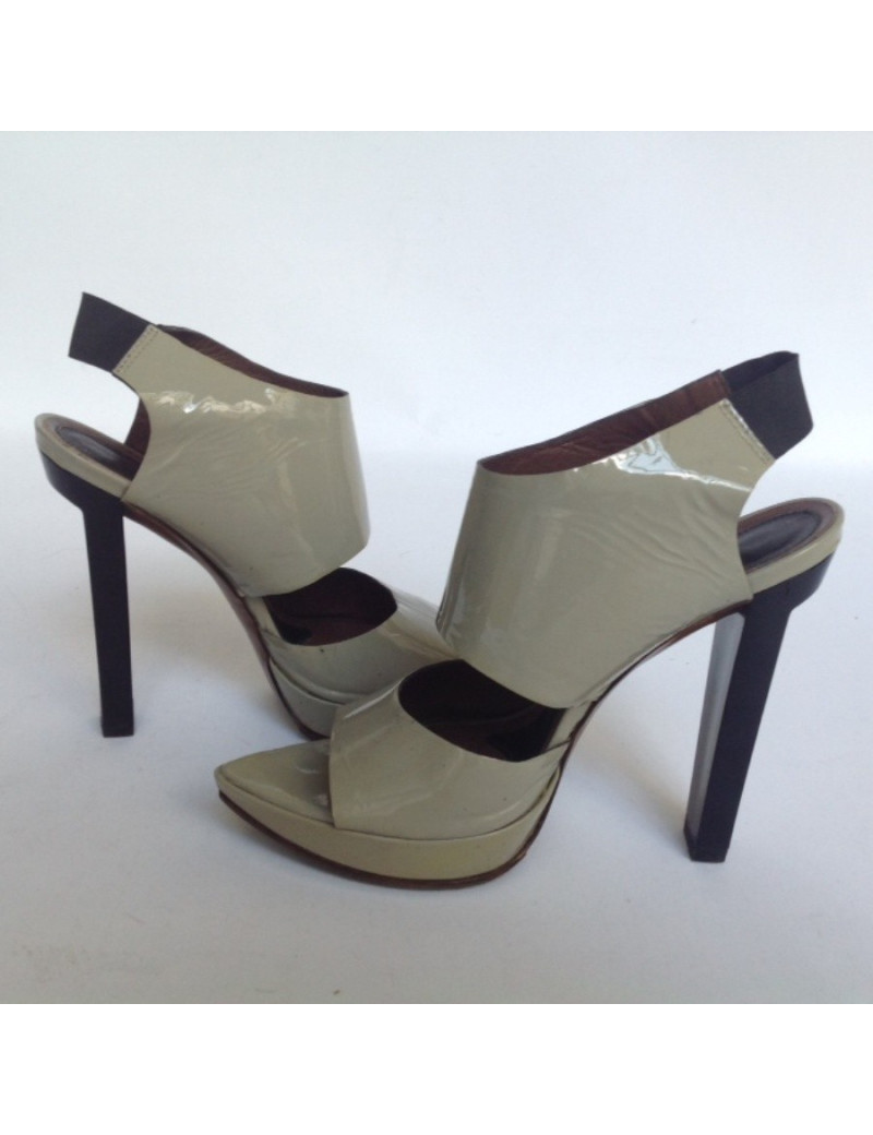 Sandales hautes MARNI T38 cuir verni gris