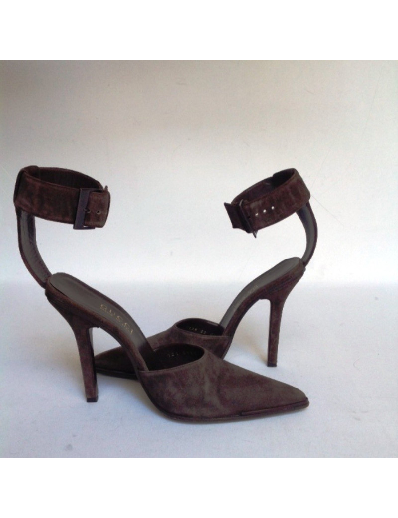 Sandales hautes GUCCI T39C daim marron