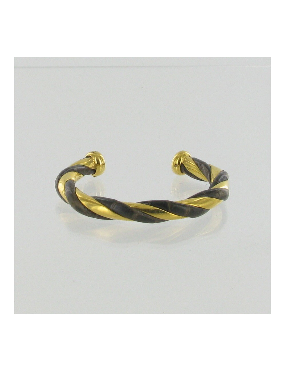 Bracelet mÃ©tal dorÃ© et croco