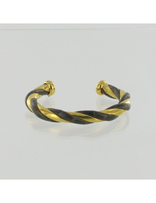 Bracelet mÃ©tal dorÃ© et croco