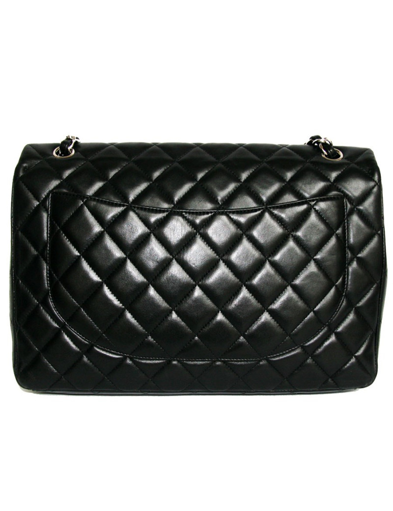 Sac CHANEL Maxi Jumbo cuir d'agneau lisse noir